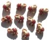 10 17mm Carnelian and Gold Glass Elephant Beads